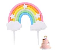1PCS Rainbow Cake Topper Soft Pottery Rainbow Cake Decorations Colorful Rainbow Cupecake Topper Cake Top Hat Birthday Party Cake Decoration Pastel Rainbow Cake Topper for Birthday Party Rainbow Party