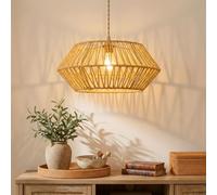 1pcs Rattan Lampshade Pendant Light Shade, 33cm Handwoven Natural Jute Pendant Lampshade for Living Room Bedroom Dining Room, Easy Fit Rattan Ceiling Light Shade, Boho, Rustic & Coastal Decor