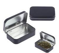 1PCS Rectangular Small Tin Container With Lid - Black Metal Storage Box for Altoids, Cigarettes, Tobacco - Portable
