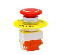 1PCS Red Mushroom Cap 1NO 1NC DPST Emergency Stop Push Button Switch AC 660V 10A(STOP-60mm,10pcs)