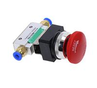1Pcs Red Mushroom Cap Emergency Stop Button Self Lock 2 Position 3 Way Air Pneumatic Mechanical Valve MOV-3 1/8quot(10mm)