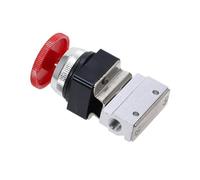 1PCS Red Mushroom Cap Emergency Stop Button Self Lock 2 Position 3 Way Air Pneumatic Mechanical Valve MOV-3 1/8" Thread(4mm)