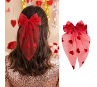 1Pcs Red Valentine's Day Large Lace Hair Bow Clips forwomen -Romantic Red Heart Hair Bows Alligator ClipsValentine's Day Hair Pins Bowknot Hair Accessories forHoliday Festival Party Hair Decoration