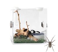 1Pcs Reptile Feeding Box Breeding Container - Transparent Acrylic Reptile Habitat, with Anti-escape Design and Metal Breath Holes | Viewing Box - for Spider, Crickets, Snails, Hermit Crabs, Tarantulas
