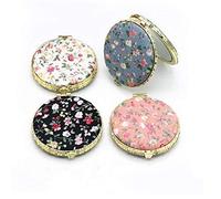 1pcs Retro Floral Makeup Mirror for Handbag Folding Compact Travel Pocket Beauty Makeup Mirror Black