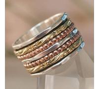 1pcs Retro Three-color Multi-layer Wide Ring, Simple Jewelry Accessory for Women's Daily Casual Party
