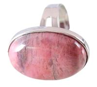 1Pcs Ring Multi Colors Jewelry for Women Men Natural Stone Oval Bead Amazonite Carnelian Onyx Opal Adjustable Finger Ring,Pink Rhodonite,Resizable