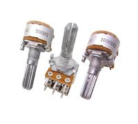 1pcs RK163 B10KX2 B50KX2 B100KX2 Audio Dual-unit Rotary Potentiometer 6Pins 20mm shaft 10k 50k 100k NWPNLXEA(100K Ohm)