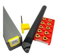 1pcs S12M-SWLCR06/S16Q-SWLCR06/S20R-SWLCR06/S25S-SWLCR06 Carbide Indexable Boring Bar Turning Tool Holder + 10pcs WCMX06T308 Carbide Inserts(S20R-SWLCR06-53 1020)