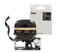 1Pcs Satin Ribbon Label Compatible with Printer Models SFR12SK SFR12PK SFR12SZ SFR12RZ SFR12KZ SFR12ZK LW-300 LW400 for Part Number SFR12SK SFR12PK SFR12SZ SFR12RZ SFR12KZ SFR12ZK(Gold on Black)