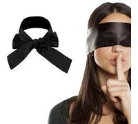 1Pcs Satin Silk Eye Covers,Soft Comfortable Silk Sleeping Cover Blindfold Tie,Soft Adjustable Eye Blindfold,130cm (Black)