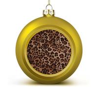 1PCS Shatterproof Christmas Ball Ornaments 3 Inch PC Plastic Xmas Tree Hanging Decor, Leopard Print Ornaments with Festive Designs for Tree & Home Decor, Golden-Style