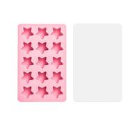 1Pcs Silicone Ice Cube Trays Mould, Star Shaped Chocolate Mold Cute Mini Ice Cube Trays Easy Release Ice Making Mold for Whisky Cocktails Beer and Drinks, Pink