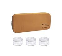 1Pcs Silicone Makeup Brush Holder Travel Makeup Brush Holder with 3Pcs Round Travel Sample Jar for Creams Lotion Eye Shadow Makeup Zip Silicone Cosmetic Bag for Accessories Toothbrushe