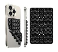 1Pcs Silicone Suction Cup Phone Case Mount Double Sided, Phone Accessories Hands-Free Sticky Phone Grip for Selfies and Videos, Anti-Slip Phone Suction Grip for iPhone and Android, Black