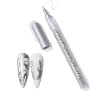 1PCS Silver Nail Art Pens,Nail Varnish Pens,Na-Il Polish Pe-Ns,French Manicure Pe-N,Smooth And Fluid,High Color Rendering Index,Waterproof,Simple&Convenient,Suitable For Line Pattern Design(Silver)
