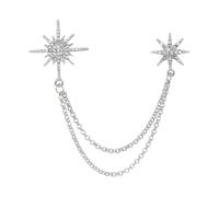 1PCS Silver Rhinestone Star Brooch Fashion Crystal Clip Sparkly Celestial Pin Jewelry Collar Pin Decoration for Women Winter Holiday Dancing Party Gathering