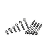 1pcs Silver Titanium Bolt M6 M8 X 10/15/20/25/30/35/40/45/50/55/60mm Flange Head External Hexagon Hex Head Screw(M6x10mm)