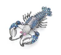 1pcs Simulation Blue Big Lobster Brooches Women Alloy Banquet Party Brooch Pins 9.0X5.1cm