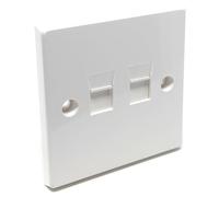 1pcs. Single Gang 2-Port Modular Keystone Insert Empty Faceplate Compatible with Cat5e, Cat6, Cat7, Cat8, Cat9 Modules, for Home and Office, Screws Included