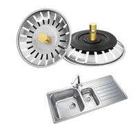1Pcs Sink Plug Strainer, 78MM Stainless Steel Sink Plugs, Sink Strainer Plug with Silicon Rubber Seals, Drain Plugs Filter Universal for UK, for Food Waste, Hair Catcher, Prevent Clogs, Bad Smells