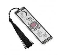 1Pcs Skeleton Tarot Metal Bookmark with Black Tassels,Funny Bookmarks for Women Men,Creative Skull Book Mark with Tassels Funny Horror Book Accessory for Christmas Halloween Birthday Gifts (Black)