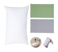 1pcs Small Pillow 10.2" X 5.9"(26 x 15cm), Nap Small Cushion with 2 Toddler Pillow Cases(Grey and Green), Cushion Inserts for Kids, Adult, Pets, Neck and Knee Support