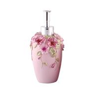 1Pcs Soap Dispenser Refillable Resin Bottle Floral Classic Design Hand Pump for KitchenFor Bathroom Supplies(Light red)