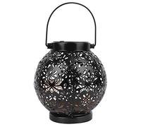1PCS Solar Lantern, Hanging Outdoor Lights for Garden Patio with Metal LED Lamp, Brown Oval Wrought Iron Waterproof IP55 Decorative Light for Lawn Pathway Tabletop