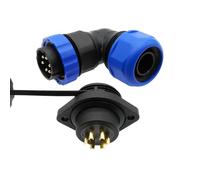 1PCS SP20 Corrugated Pipe Waterproof Connector 2 Hole Flange Socket 2/3/4/5/6/7/9/12/14Pin IP68 Angle connectors 90 Degree Elbow(7 pin)
