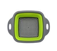 1PCS Square Collapsible Colander Kitchen Foldable Food Vegetable Fruit Strainers(Green S)