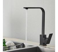 1PCS Square Kitchen Matte Black Polished Hot and Cold Kitchen Sink 360 Degree Swivel Mixer Countertop Mount(Black)