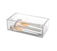 1PCS Square Qtip Holder Dispenser, Clear Cotton Ball Holder wth Compartments, Stackable Cotton Pad Container, Cosmetic Organizer for Bathroom Canisters Vanity Makeup