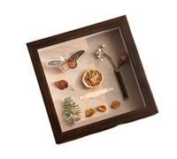 1pcs Square Resin Photo Frame Hollow Specimen Box DIY Photo Frame Clay Dry Flower Display Case For Photo, Plants Specimen(Brown,5inch (12.7X12.7cm))