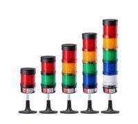 1pcs Stack Lamp Industrial Emergency Light Straight Rod Disk Base LED Warning Light Tower DC12V/24V AC110V/220V/380V No Buzzer(5Layers 12V no Buz)