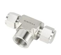 1pcs Stainless Steel 316 Female NPT TEE Double Ferrule Compression Tube Fitting 30MPa 1/8 1/4 3/8 1/2 6 8 10 12mm Replace Swagelok(0.375 in LOK)