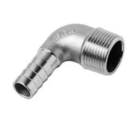 1pcs Stainless Steel 90 Degree Elbow, 8mm 10mm 12mm 14mm 15mm 16mm 20mm 25mm Hose Barb X 1/4" 3/8" 1/2" 3/4" 1" Male 304 Stainless Steel 90° Elbow, Pipe Fitting(3/8" 13MM)