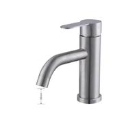 1PCS Stainless Steel Basin Deck Mount Hot and Cold Mixer One Hole Matte Black Bathroom Accessories(A-Silver)