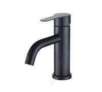 1PCS Stainless Steel Basin Deck Mount Hot and Cold Mixer One Hole Matte Black Bathroom Accessories(C-Black)