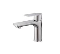 1PCS Stainless Steel Bathroom Basin Sink Hot and Cold Mixer Washing Crane Deck Mount Square Single Hole Sink Mixer(Brushed Nickel)