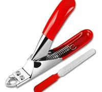 1pcs Stainless Steel Dog Nails Pet Grooming Tool, Cat Nail Clippers,Bring 1PC Rasper (Red)