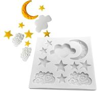 1Pcs Star Moon Clouds Shaped Silicone Fondant Molds, Candy Chocolate Molds for DIY Cake Fondant Cookie Cloud Fondant Mold Moon for Candy Baking Sugar Cakes Decorating Candy Making Supplies