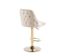 (1Pcs stool , Cream+Gold Base) 1/2x Breakfast Velvet Bar Stools Swivel Gas Lift Rest Chair Kitchen Barstool UK
