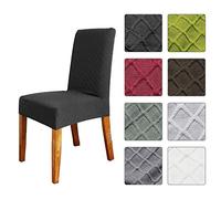 1pcs Stretch Solid Diamond Lattice Dining Chair Cover Slipcover Removable Washable Short Protector Seat Slipcovers for Hotel