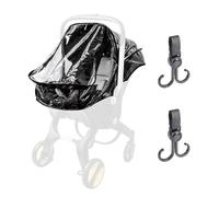 1Pcs Stroller Rain Cover and 2Pcs Swivel Hooks, PVC Transparent Stroller Dust Cover, Stroller Accessories, Stroller Windproof Cover