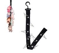 1pcs Stuffed Animal Storage Chain, Plush Toy Hanging Display Strap with 8 Metal & Over Organizer for 5.9-6.69in or Hats Scarf Nursery Playroom Decor (Black)