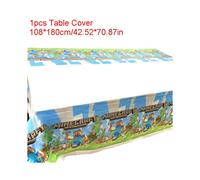 (1pcs-Table Cover) Minecraft Party Supplies Tableware Banners Balloon