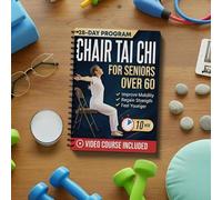 1PCS Tai Chi Chair Fitness Planner for Seniors 60+ - 10-Minute Daily Seated Exercise Log, Mobility & Strength Tracker, Easy-to-Learn Illustrated Journal for Older Adults