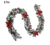 1pcs Three Lengths Available Christmas Red Wicker Artificial Fir Garland Red Berries Garland Versatile Garland PVC Material For Christmas All-Season Use (2.7 m red vine)