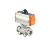 1PCS Three-Piece high Platform Pneumatic Quick-Installation Ball Valve Stainless Steel Q611F-16P Clamping Ball Valve Double-Acting Cylinder(1 Inch)
